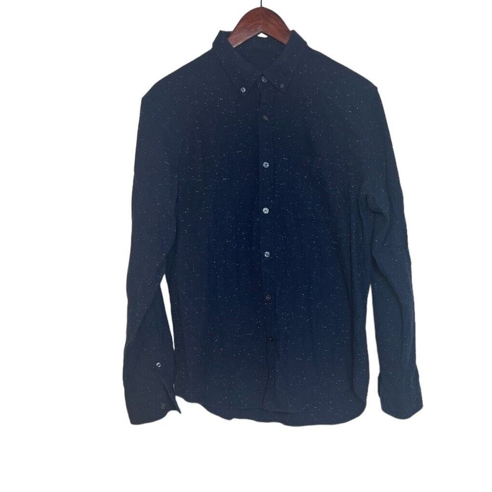 Club Monoco Men's Button Up Shirt Size Medium Dark Navy With‎ White Splatter